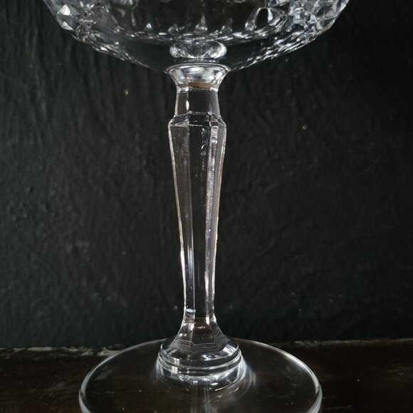 Vintage Anchor Hocking "Legacy" Champagne Coupe Glass w/  Diamond Cut Stemware - Picture 3 of 5